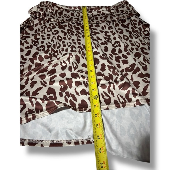 OrderPlus Large Silky Brown and Cream Animal Print Asymmetrical Wrap Midi Skirt - Picture 7 of 13